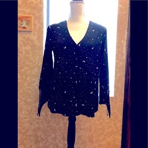 Dip Navy Blue Blouse With Star’s & Moon’s